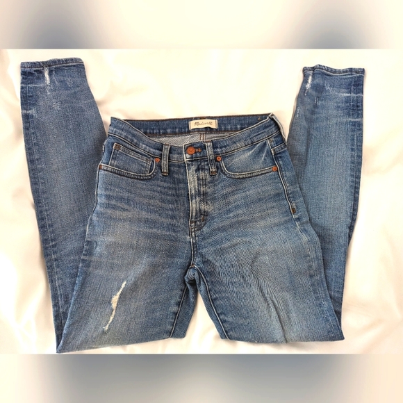 Madewell 9" high rise skinny distressed denim - Picture 2 of 9